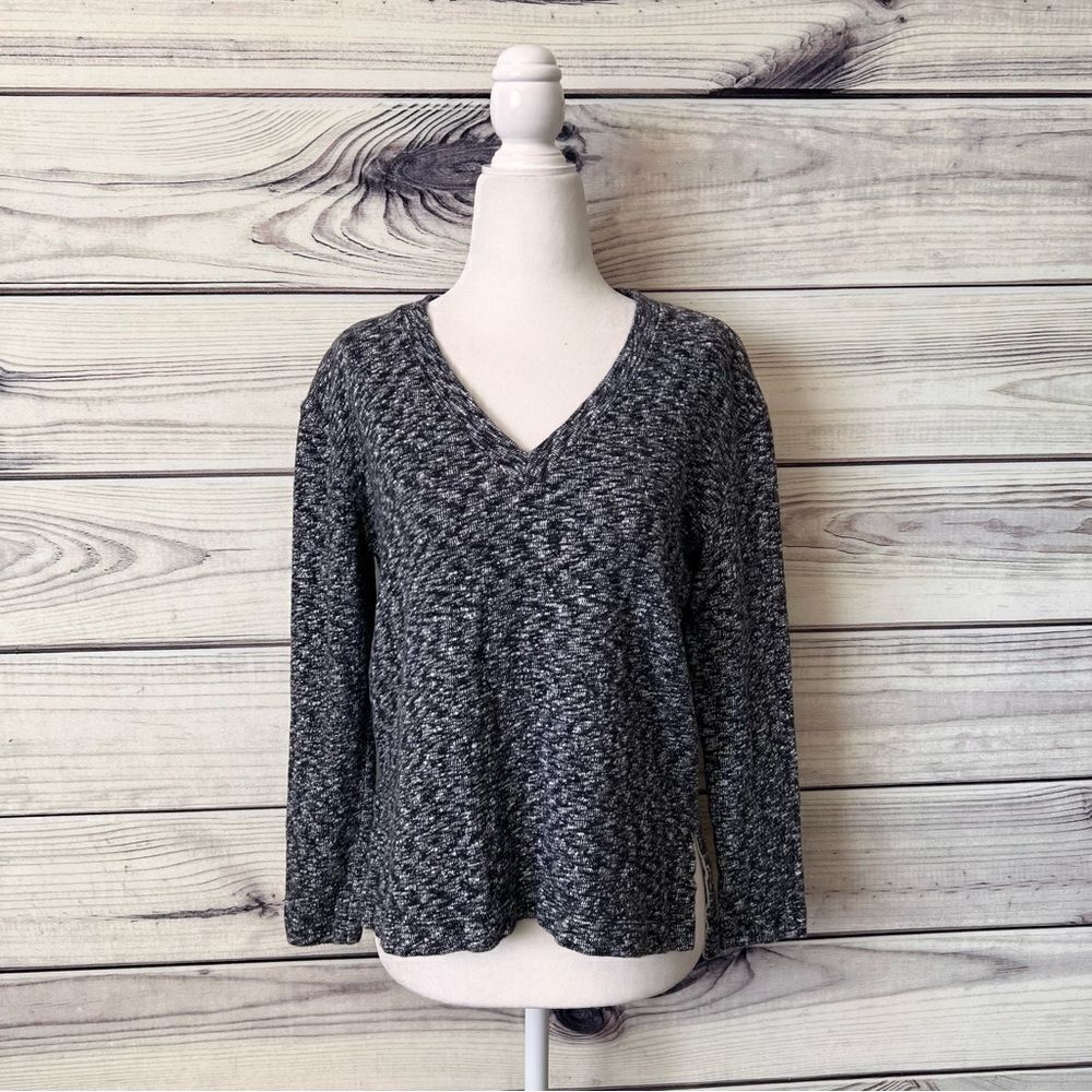 Loft Lou & Grey Black Marled V Neck Sweater